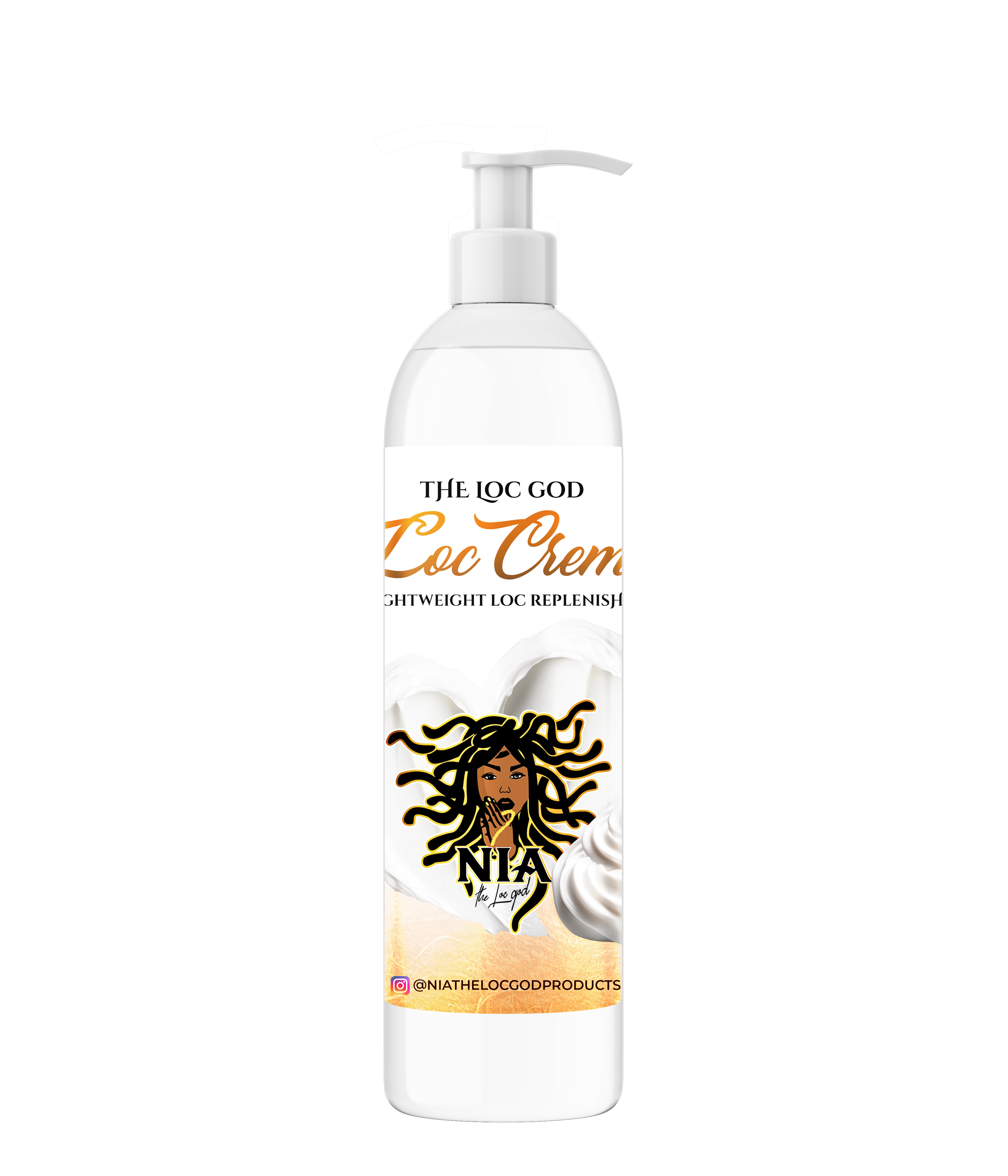 Bottle of The Loc God Loc Creme on a transparent background